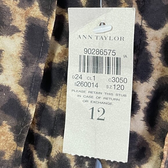 NEW Ann Taylor Womens 12 Animal Print Blouse Roll Tab Sleeve Button Up Shirt Top - Picture 6 of 11